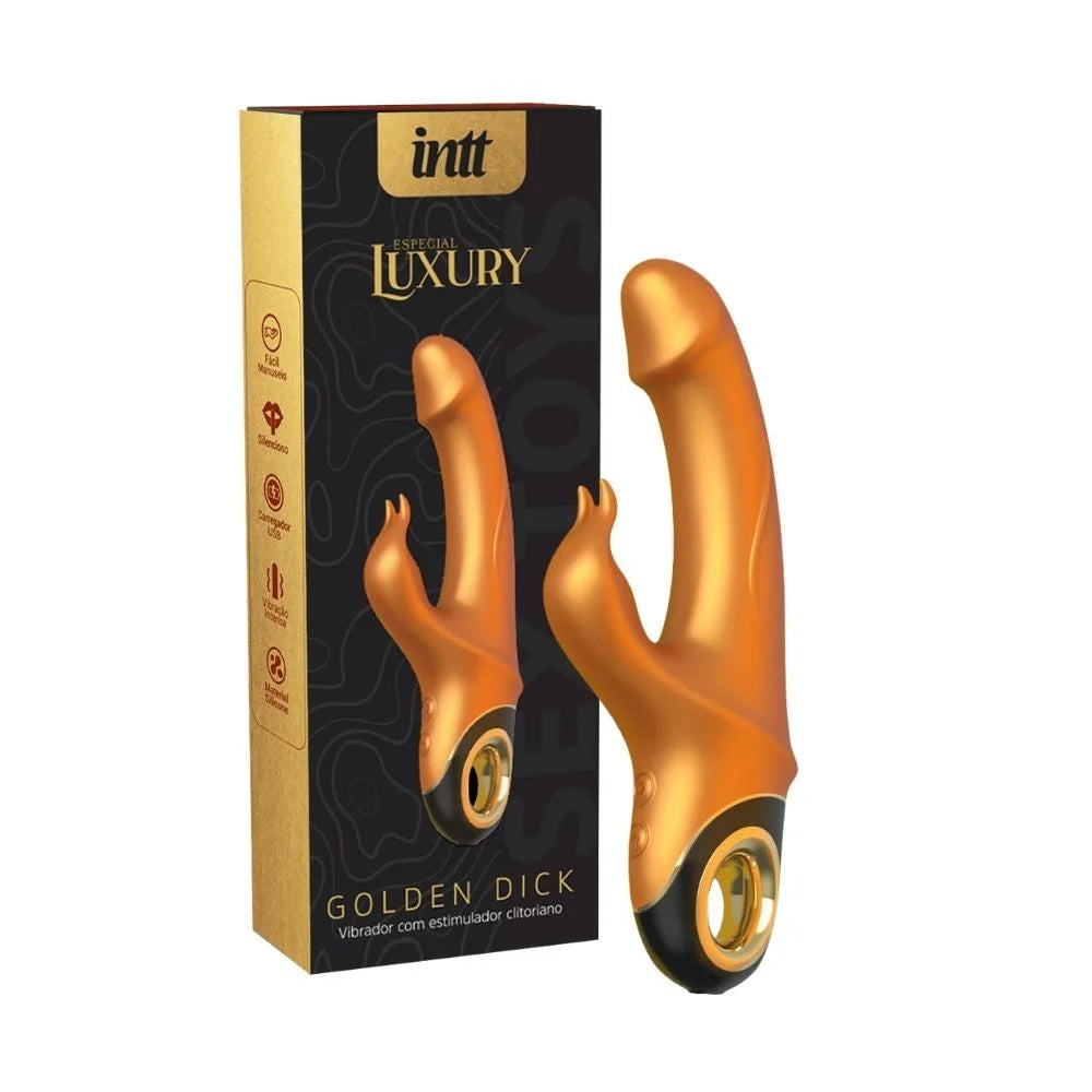 Golden Dick Vibrador Clitoriano E Vaginal, Recarregável Dourado E Preto