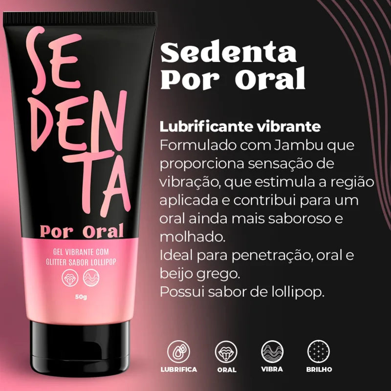 Gel Lubrificante Íntimo Sedenta Por Oral Sem Açúcar 50g Lollipop